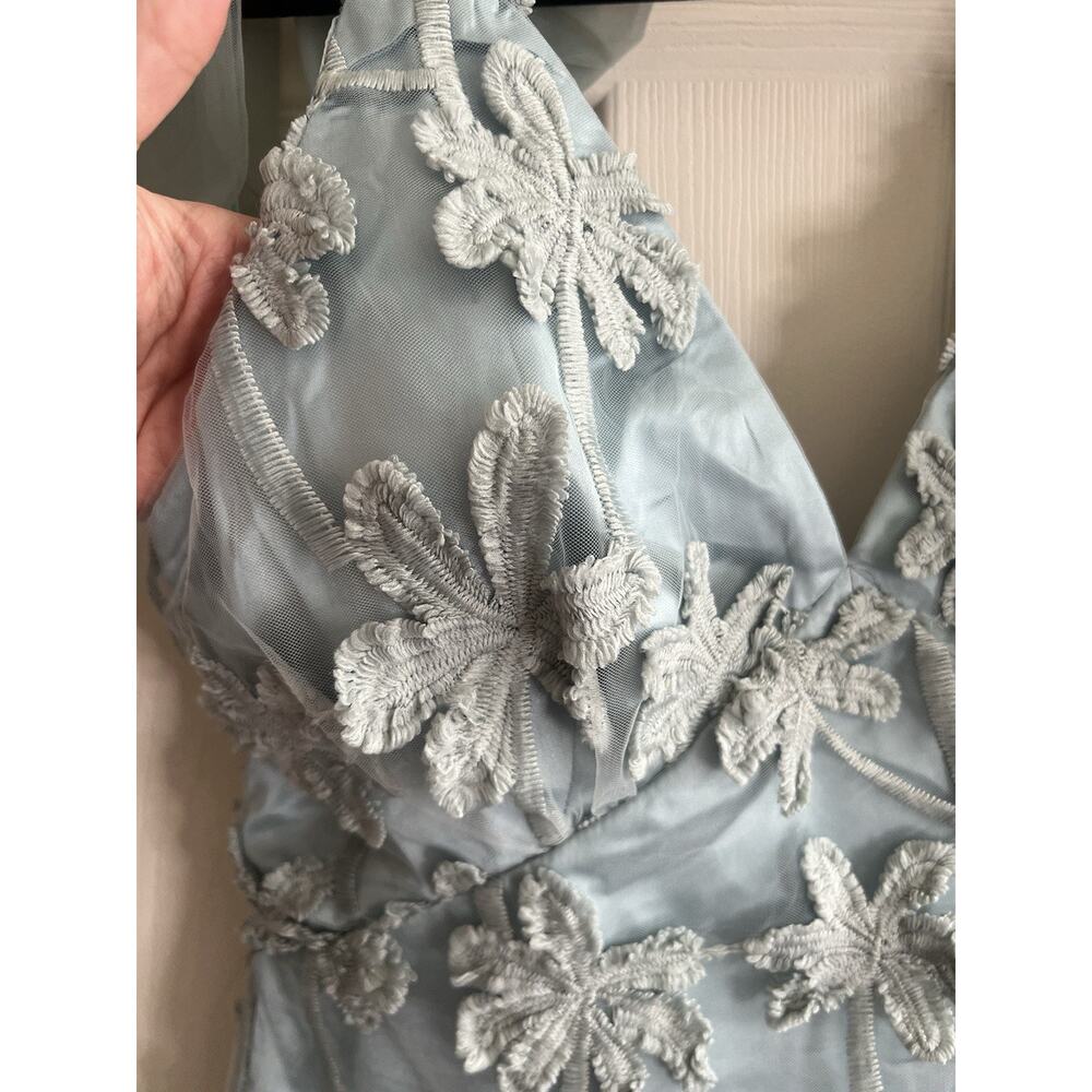SELFIE LESLIE Mykonos Morning Tie Shoulder Floral Embellished Mini Dress S NWT - Picture 4 of 13